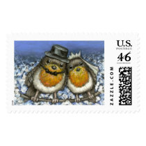 Two robins postage