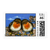 Two robins postage stamps by Tanya Bond