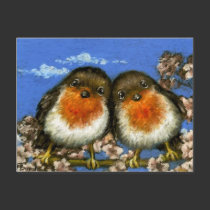 Two robins postcards by Tanya Bond by tanyabond Two robins postcards by Tanya Bond