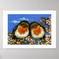 Two robins print