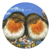 Two robins singing love songs in cherry blossom stickers by tanyabond Two robins singing love songs in cherry blossom stickers