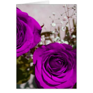 Two roses coloured purple with stems card