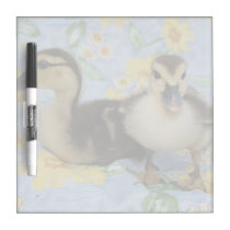 two rouen ducklings against flowered background dry erase boards