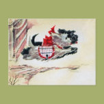 Two Running Scotties Post Cards