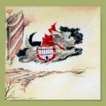 Two Running Scotties Poster