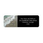 Two Sand Hearts on the Beach, Romantic Ocean Return Address Labels