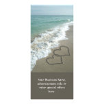 Two Sand Hearts on the Beach, Romantic Ocean Full Color Rack Card