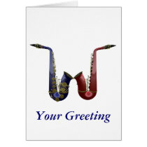 Two Saxes Greeting Card at Zazzle