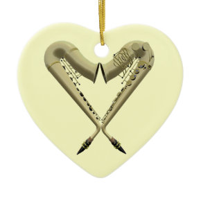 Two Saxophones Heart Shape on Heart Ornament ornament