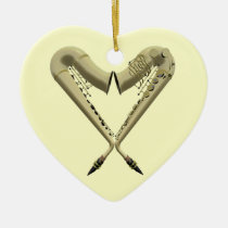 Two Saxophones Heart Shape on Heart Ornament at Zazzle