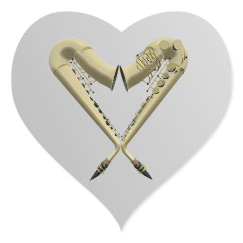 Two Saxophones in Heart Shape 20 Stickers Sheet sticker