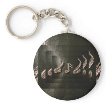 Two Saxophones with Musical Note Key Chains