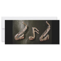 Two Saxophones with Musical Note Rack Card
