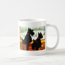 Two Scotty Dogs at Christmas Coffee Mugs