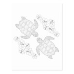 Two Sea Turtles Adult Coloring Postcard
