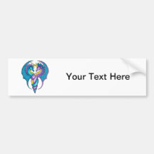 Two Seahorse Dragons Sketched in Blue and Purple Bumper Stickers