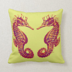 two seahorses- red and yellow pillow