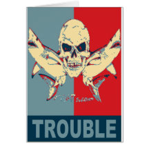 Two sharks and a skull-Double Trouble Card