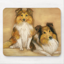 "Two Shetland Sheepdogs" Dog Art Mousepad by CharlottesWebArt "Two Shetland Sheepdogs" Dog Art Mousepad