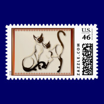 Two Siamese Cats Postage stamps