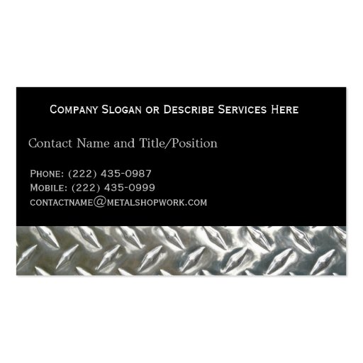 Two Sided Aluminum Metal for Mechanic or ? Business Cards (back side)