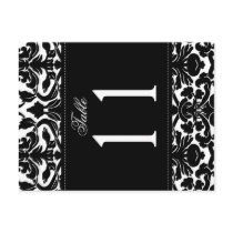 Two Sided Black and White Damask Table Number Post Card