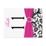 Two-sided Black, White, Pink Damask Table Number Postcard
