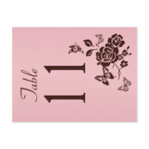 Two Sided Blush Pink and Brown Table Number Postcard