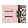 Two Sided Blush Pink and Gray Damask Table Number Postcard