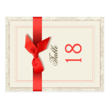 Two-Sided Coral/Taupe Damask Table Number Postcard