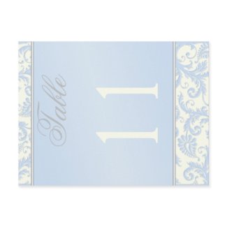 Two Sided Ivory and Blue Damask Table Number postcard