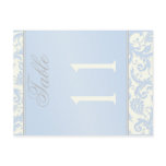 Two Sided Ivory and Blue Damask Table Number Postcard