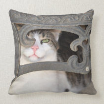 Two sided Loveable Boris Kitty Throw Pillows pillows