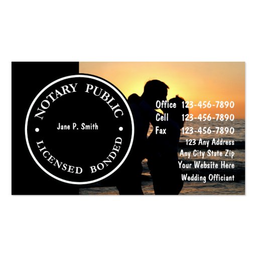 Two Sided Notary Business Cards (back side)