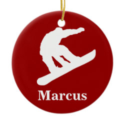Two Sided Personalized Snowboarding Ornament Red