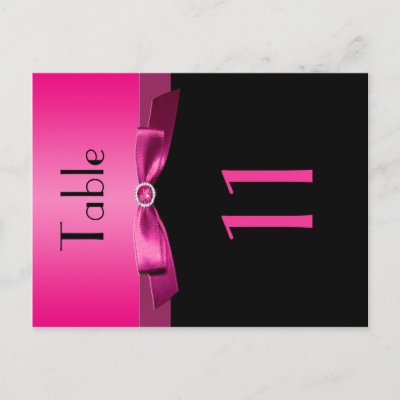 Two Sided Pink and Black Table Number Post Cards