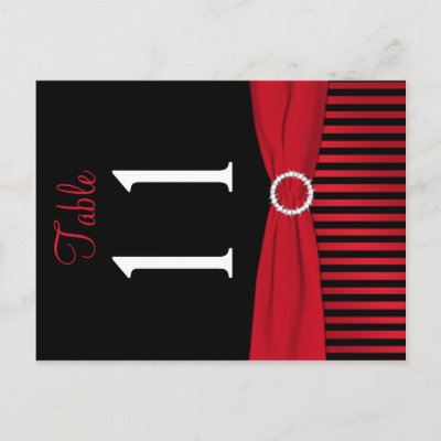 Two Sided Red and Black Striped Table Number Post Cards
