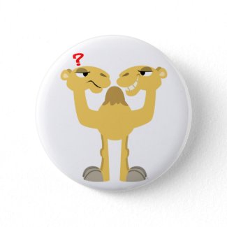 Two sides of the Same Cartoon Camel Button Badge button