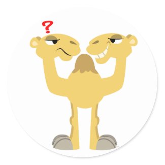 Two sides of the Same Cartoon Camel Sticker sticker
