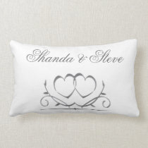 Two silver hearts for the newlyweds pillows