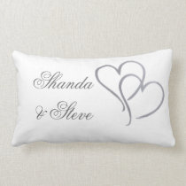 Two silver hearts for the newlyweds pillows