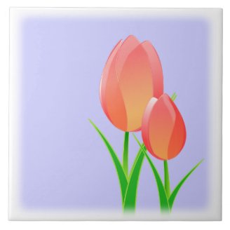 Two Simple Tulips Ceramic Tile