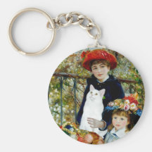 Two Sisters - White short haired cat Keychains
