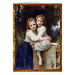 Two Sisters with Gold Border Greeting Cards