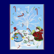 Two Snowmen Postcards postcards