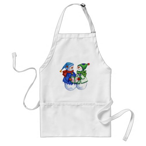 Two Snowmen singing apron
