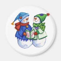Two Snowmen singing Fridge Magnet