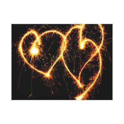 Two Sparkler Hearts Gallery Wrapped Canvas