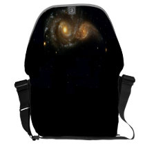 Two Spiral Galaxies Collide Messenger Bag Large at Zazzle