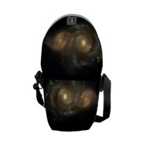 Two Spiral Galaxies Collide Mini Messenger Bag at Zazzle